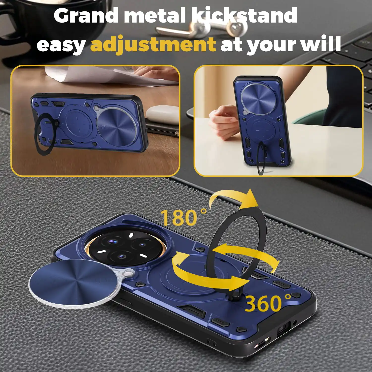 Case for Realme 14 Pro Plus Magnetic Slide Camera Protection 14 14X 5G 13 Pro+ Cover 360 Rotate Kickstand Armor Ring Funda Capa