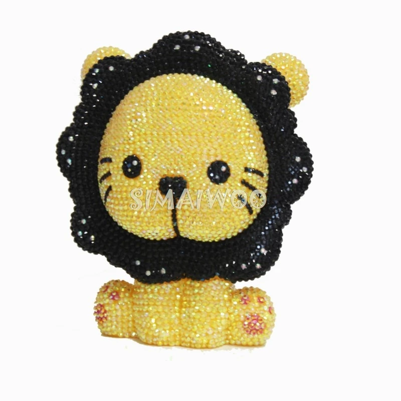 

DIY Rhinestone Art Lion Doll Toy Coin Storage Kids Room Decorative Statue Mosaic Handcraft Crystal Cross Stitch Luxury Gift