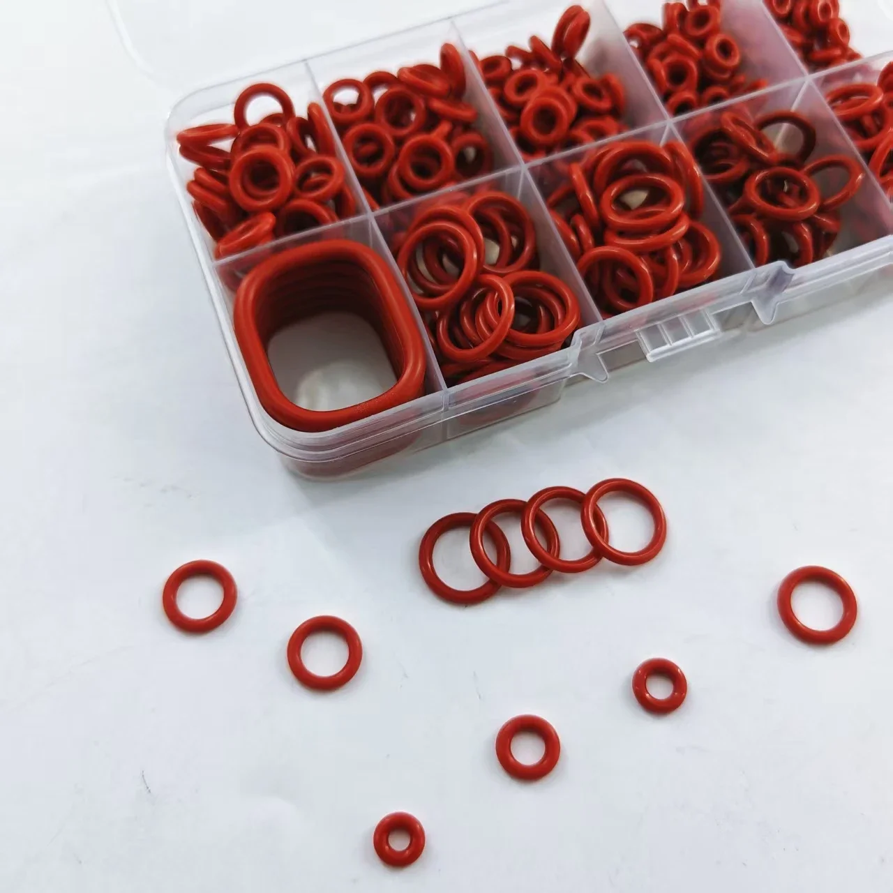 351pcs silicone O-ring set, 10 sizes, oil and heat resistant, suitable for cars and pipelines
