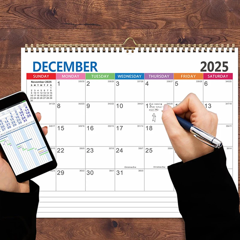 2025 Colorful Calendar Hanging Calendar 12 Months International Holiday Office Schedule Planning Desk Planner Office Supplies