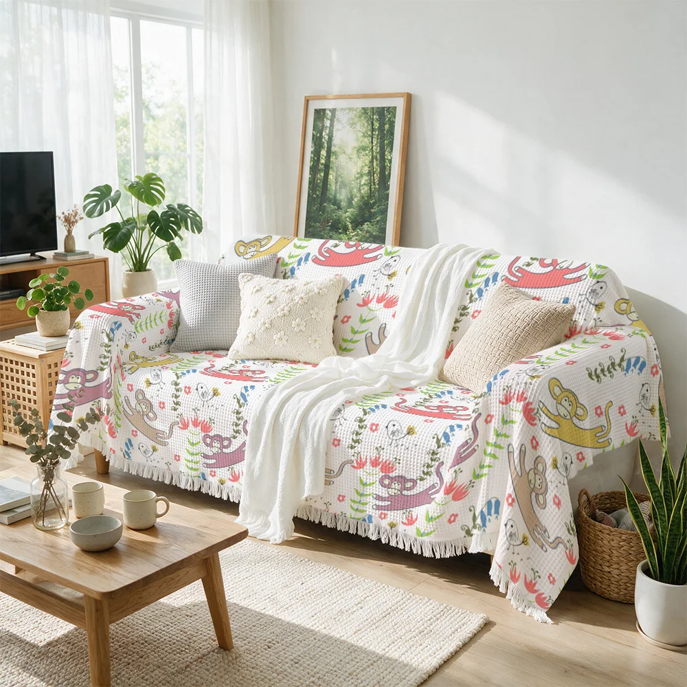 Vibrant Whimsical Patterned Printed Throw Blanket for Sofa Couch Cover Boho Style Accent Decor Living Room Seasonal Home Decor G