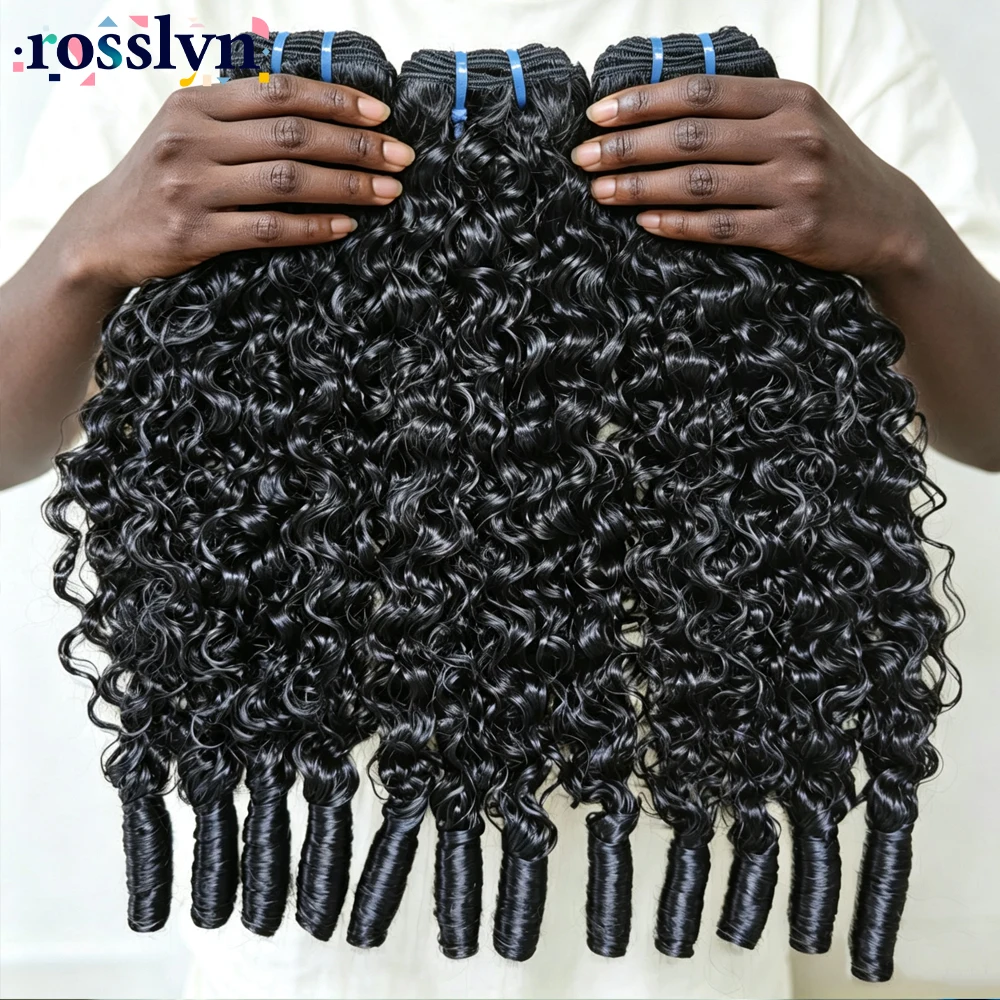 12A Burmese Curly Hair Bundles Burmese Virgin Raw Human Hair Bundles Unprocessed Weaving Water Wave Curly Deep Wave Hair Extensions 38Inch
