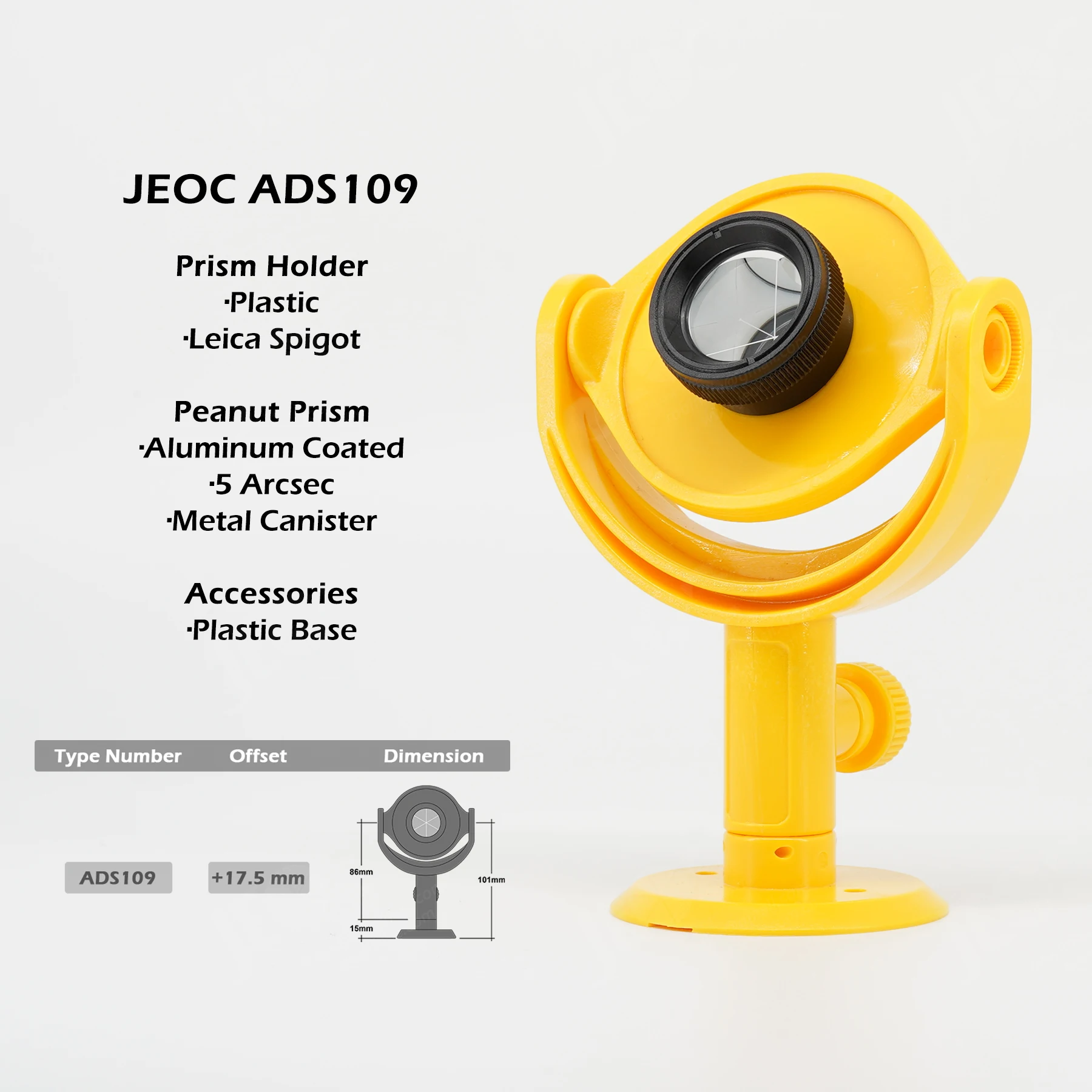 JEOC Mini Prism Reflector ADS109,46-MP-MON, Surveying Peanut For Leica Total Station, Surveying Accessories