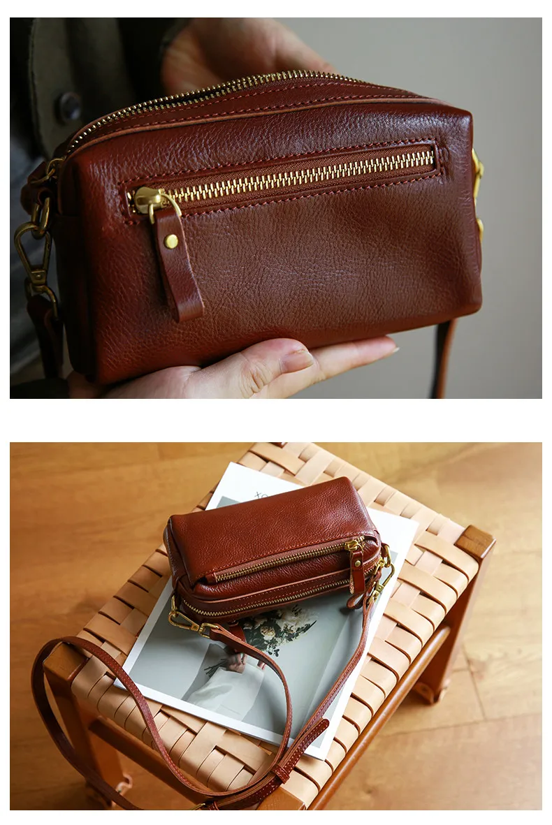 Modische, handgefertigte Damen-Umhängetasche aus echtem Leder, ideal für Wochenendausflüge, luxuriöse Qualität, hochwertige Rindsledertasche. – Detail 5