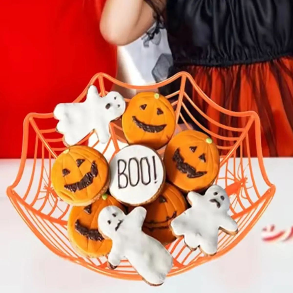 1 Stück-Halloween-Süßigkeitskorb, Spinnennetzschale, Kekse, Obstkorb, Süßes oder Saures, Dekorieren von Halloween