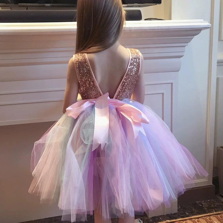 

Sequin Dance Costume Girls Lyrical Contemporary Freestyle Ballroom Modern Dance Dress Girls Kids Stage Wear Festival Celebration