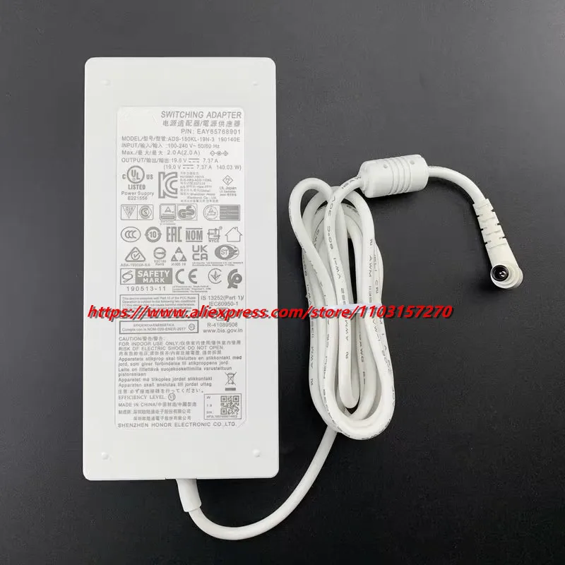 Original 19V 7.37A 140W LCAP31 A16-140P1A ADS-150KL-19-3 Monitor Switching Adapter Charger for LG 34UC99 Power Supply AC Adaptor