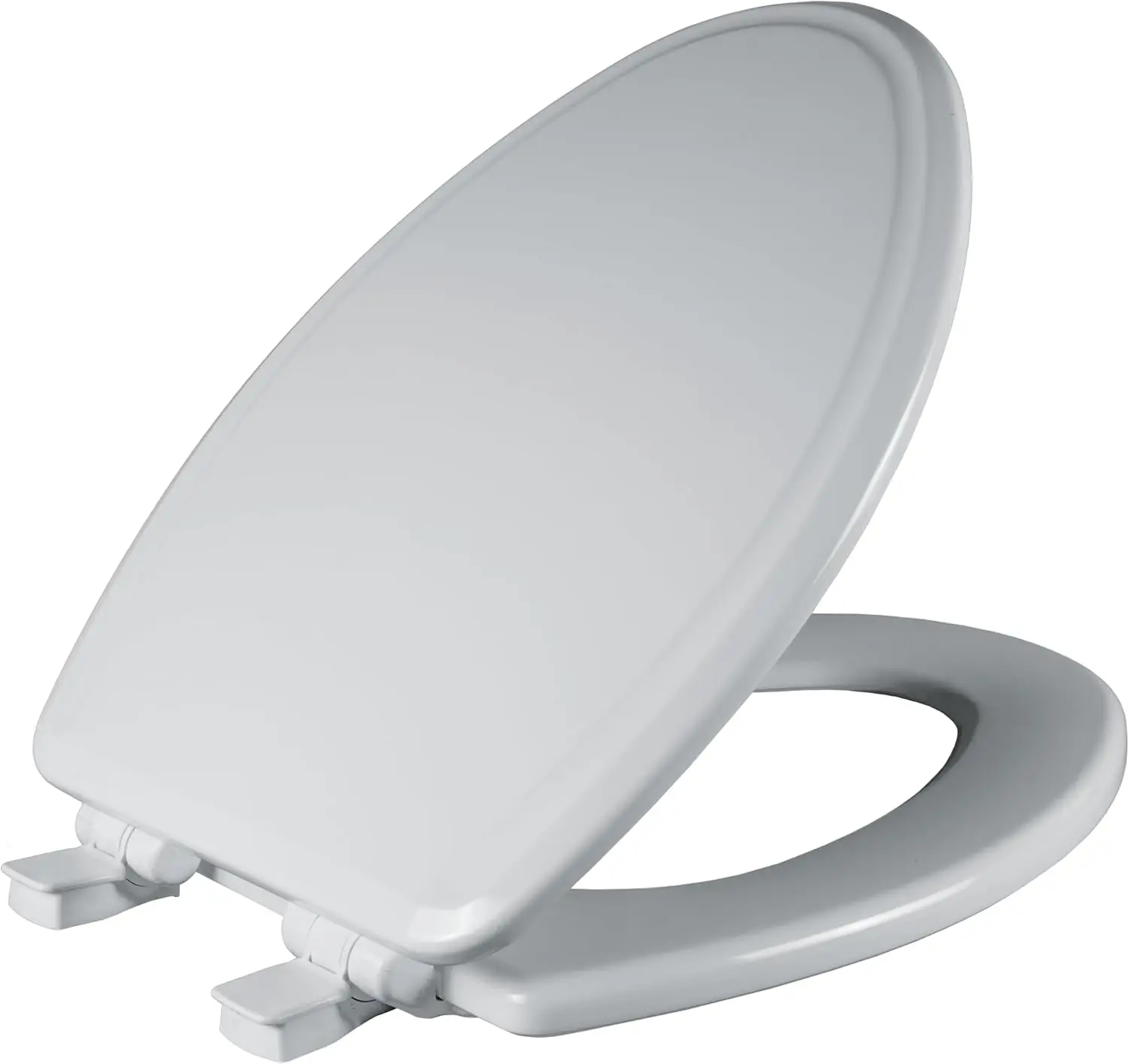 

Modern Wood Toilet Seat with Slow Close, Secure Hinges, Elongated White USA Made