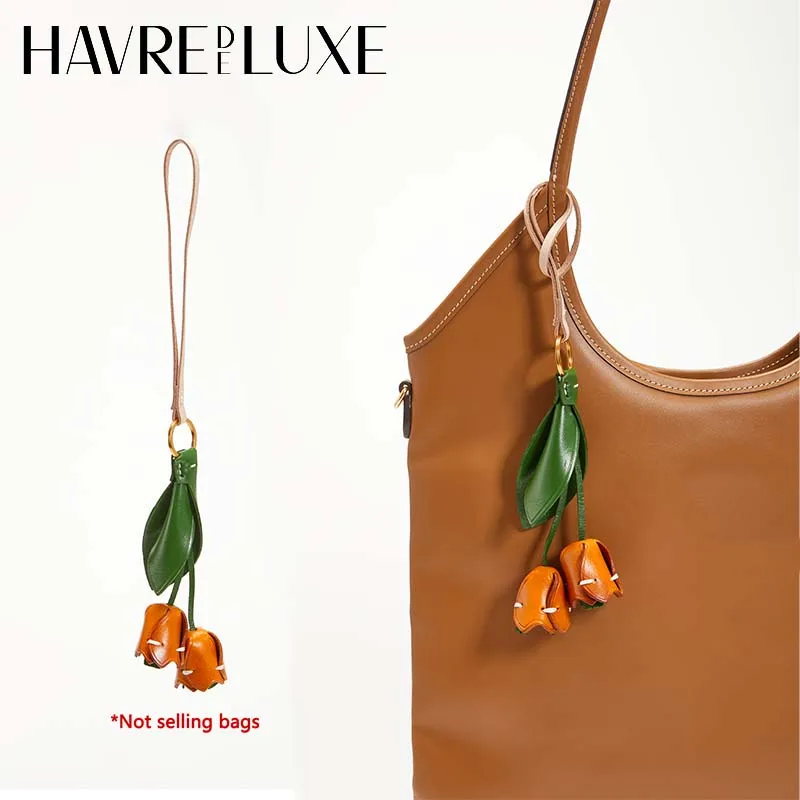 

Flower cowhide leather bag charm for women's bag fashion advanced good texture hanging bag accessories
