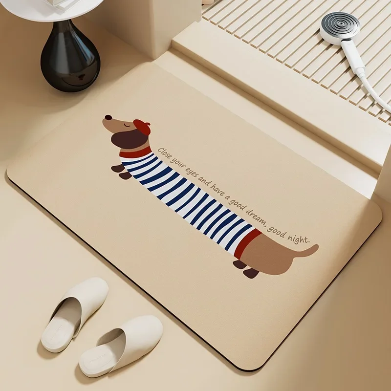 Cute Cartoon Diatomite Bathroom Mat Super Absorbent Non-slip Rug For Shower Floor Stain Resistant Entrance Door Mat