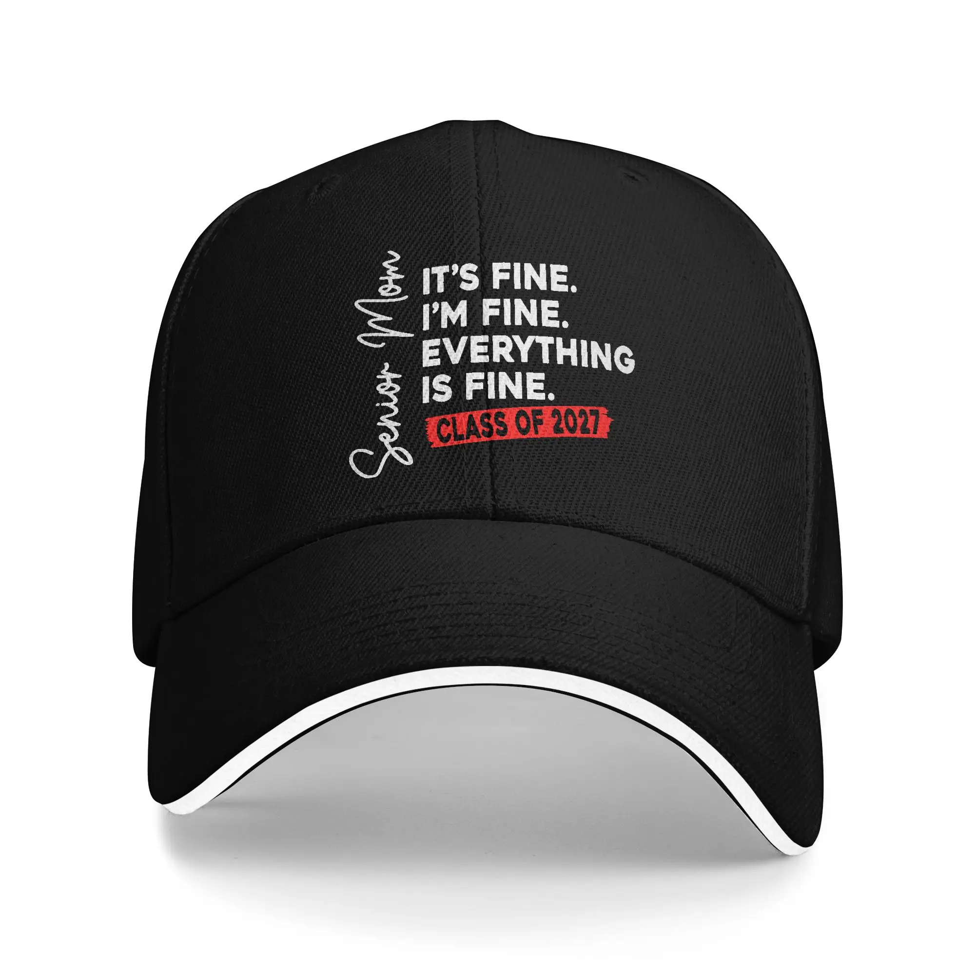 Retro I'm Fine Everything is Fine Senior Mom Class of 2027 Sun Baseball Cap Summer Men Hip Hop Hats Outdoor Sports Baseball Caps