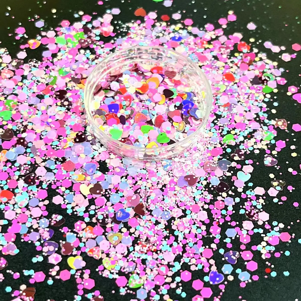 50g Heart Shape Glitter Mixed Craft Snow Flake Holographic Powder Nail Sequin Polish Manicure DIY Epoxy Resin