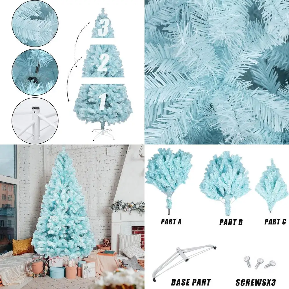 

Искусственная рождественская сосна, 6 футов, 1300, металлическая подставка, простая сборка, подходит для улицы и помещения, синий праздничный декор