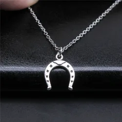 Simple Classic Fashion 16x13mm Antique Silver Color Horseshoe Pendant Girl Women Short Chain Necklaces Choker Necklace