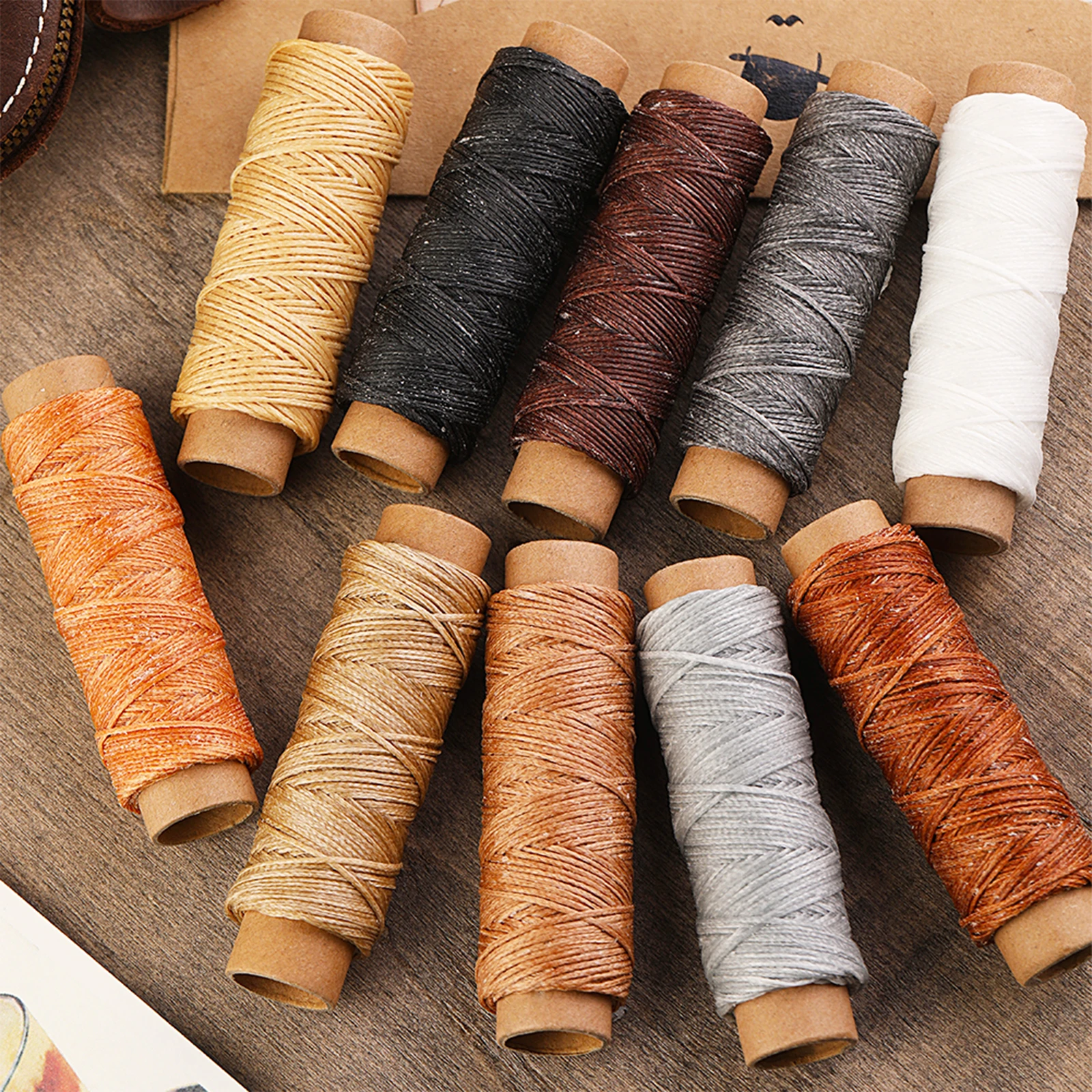 10Pcs/Bag 150D 33 Yards Per Spool Stitching Thread for Leather Craft DIY Bookbinding Shoe Repairing Leather Sewing