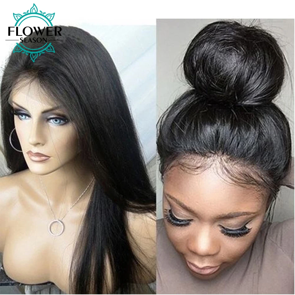 

360 13x6 Lace Frontal Human Hair Wig Brazilian Silky Straight Transparent 360 Lace Front wig for Black Women with baby hair 180%