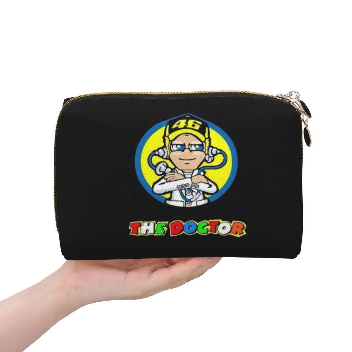 Motorcycle Racing Motor Rossi Women Cosmetic Bag Travel Makeup Organizer Pouch Toiletry Storage Dopp Kit Case