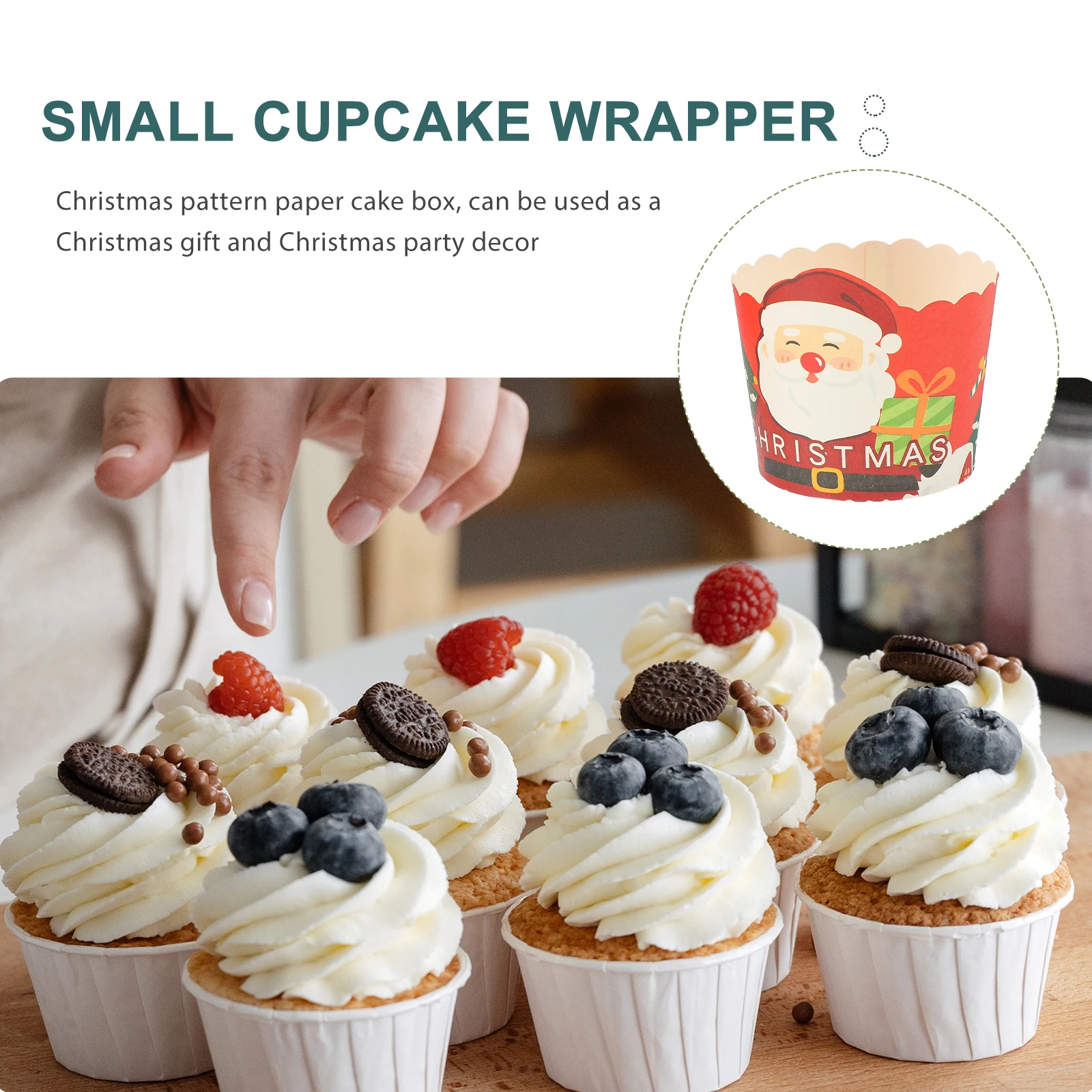

50 Pcs Christmas Cupcake Decoration Wrapper Paper Cups Cases Baking Wrappers Holiday Supplies Wraps