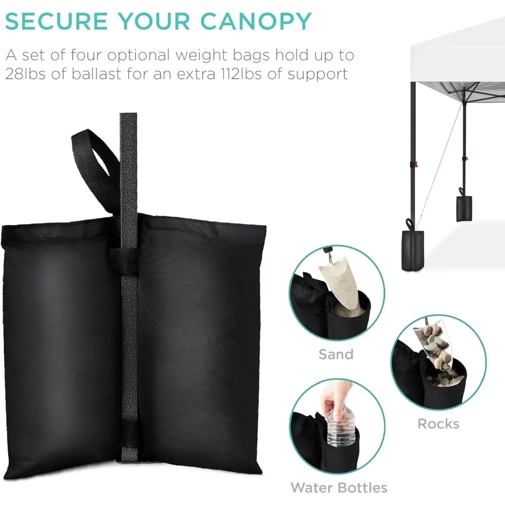 10 x 10 Fuß Pop-Up-Überdachungszelt für 1 Person, sofortiger tragbarer Unterschlupf mit 1 Knopfdruck, Koffer, 4 Gewichtstaschen