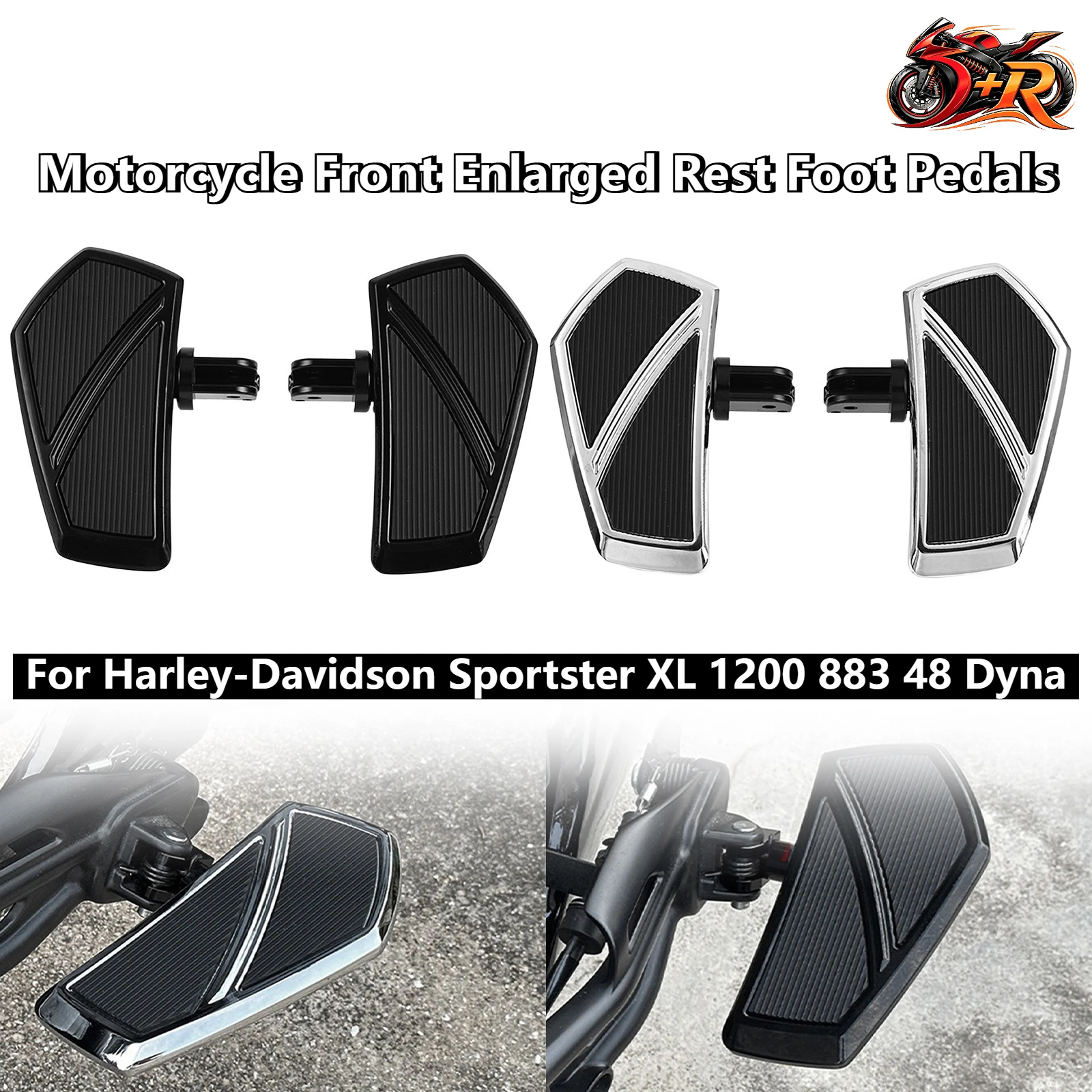 

Motorcycle Front Enlarged Rest Foot Pedals For Harley-Davidson Sportster XL 1200 883 48 Dyna Enhanced Comfort And Control