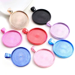 New Colors High Quality 5pcs/lot 25mm Inner Size 8 Colors Plated Cabochon Base Setting Charms Pendant Tray for Necklace