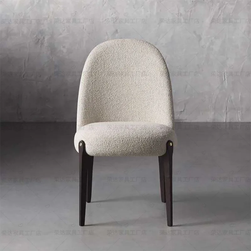 Italian minimalist fabric solid wood dining chair modern simple light luxury office hotel cafe negotiation chair fashion book