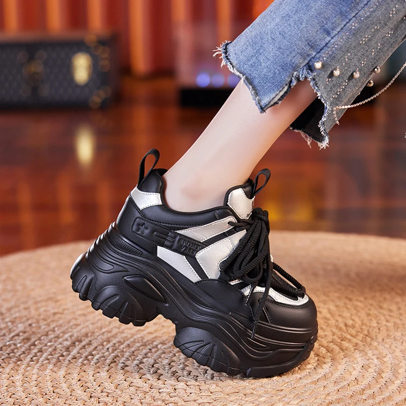 Women's Shoes Platform Casual Female Sneakers Modis All-Match Round Toe British Style Wedge Basket 2023 Autumn Clogs Small Cross