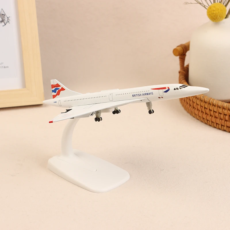 20cm British Concorde Alloy Aircraft Model With Landing Gear Airliner Alloy Diecast Air Plane Model Toys Collection Ornament