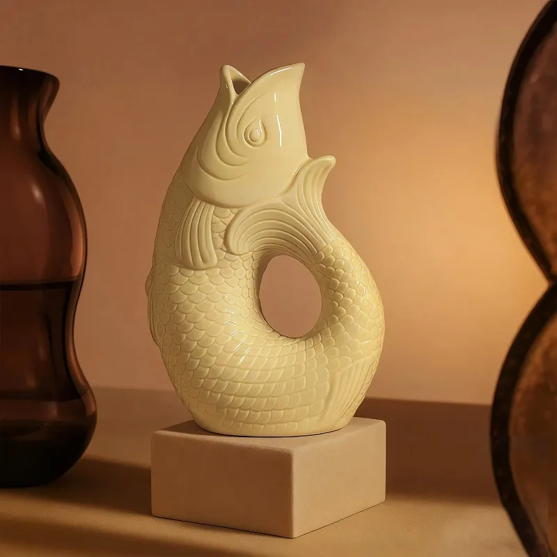 

Creative Carp Ceramic Vase Plant Pots Table Decoration Ornaments Hydroponic Flower Arrangement Floral Vase Room Aesthetic Decor