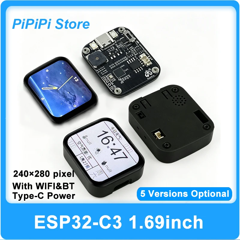 ESP32-C3 Development Board 1.69 Inch ST7789 240x280 LVGL Clock MINI TV WiFi Bluetooth DIY Electronic Ornament Trinket Watch