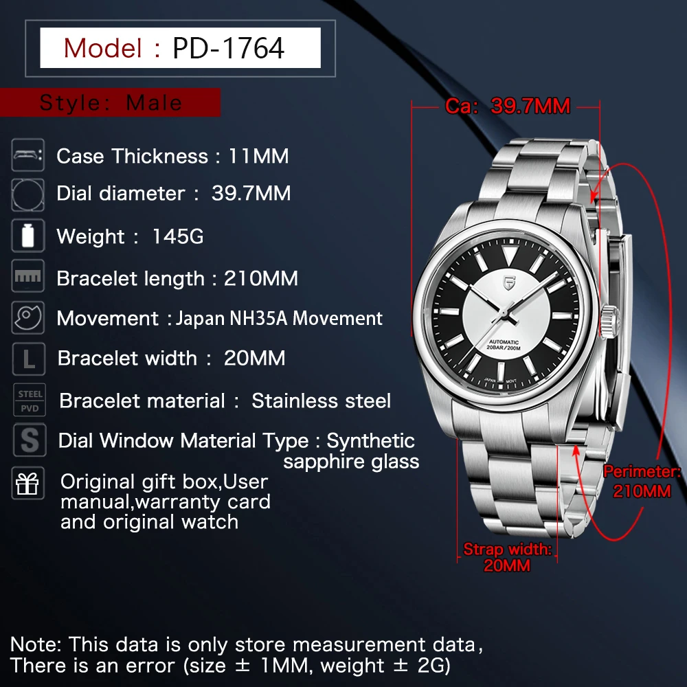 PAGANI DESIGN 2024 New Men\'s Automatic Mechanical Watches NH35A Classic Vintage Stainless Steel 200M Waterproof Sport Clock