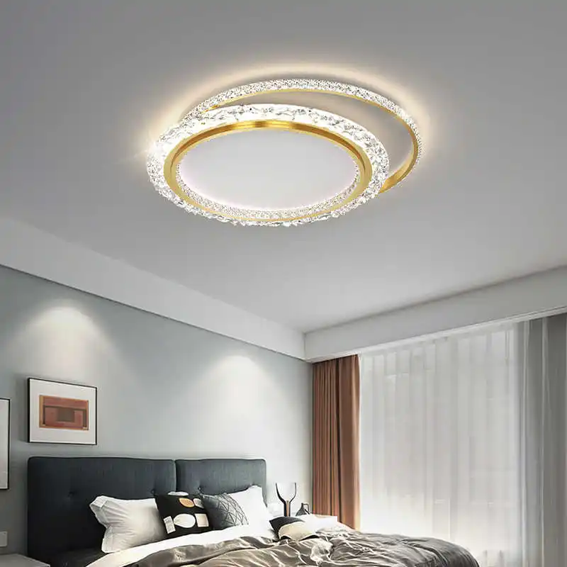 2026 Modern Minimalist Acrylic Round LED Ceiling Lamp Home Fashion Atmosphere Gold Chandeliers Nordic Creative Bedroom Light Fix