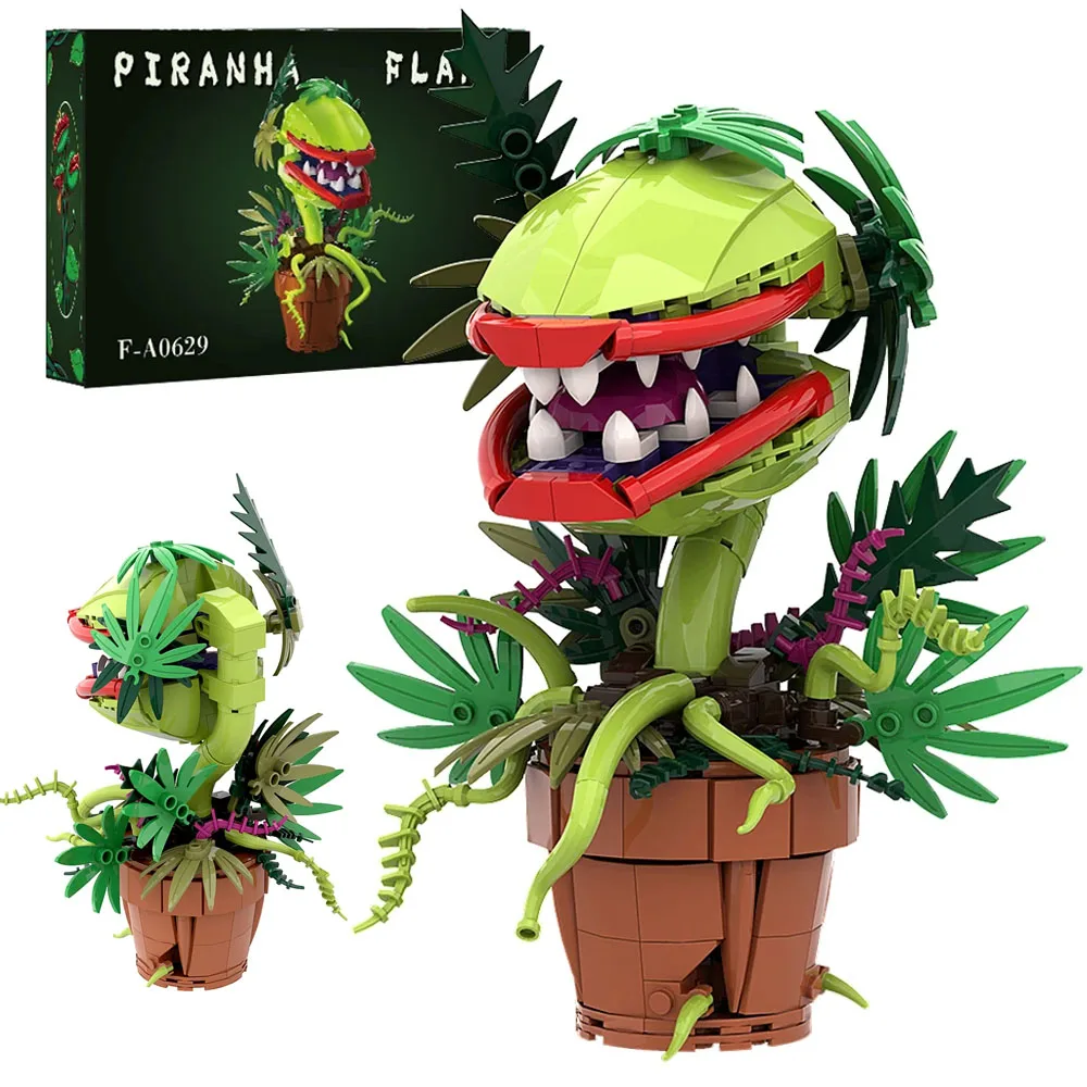 MOC Audrey II Piranha Plant Building Block Chomper Potted Plants Horrors Flower Model Bricks Assemble Toys Children Collect Gift