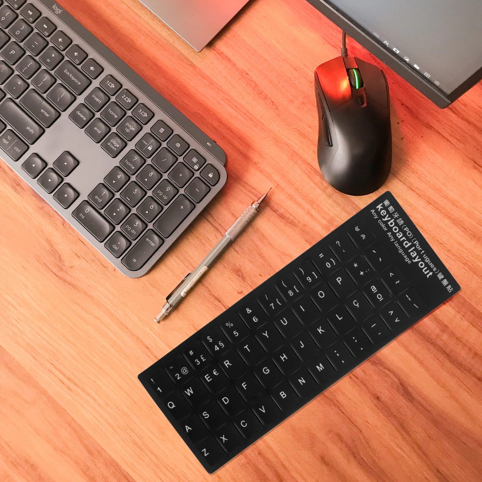 

10Pcs Keyboard Stickers Black Background White Lettering Multi-Language Keyboard Skin Laptop Notebook Protector Computer