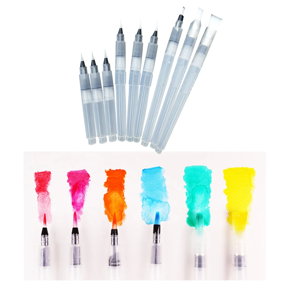 

9pcs Paintbrush Set Durable Brush Pen Easy Clean Control Ink Supplies Coloring Water Color Brush Pens Tools