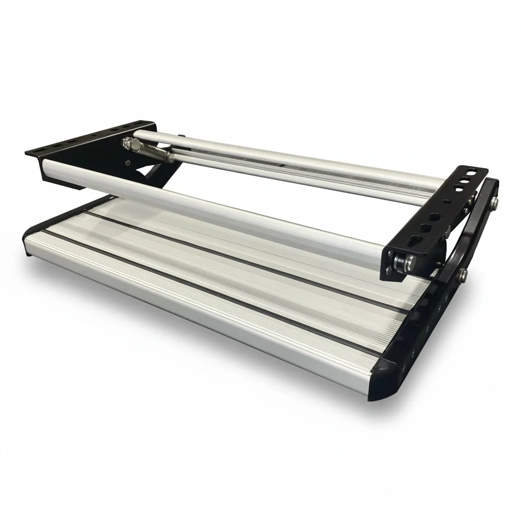 

RV Folding Step, Aluminum Alloy Manual Caravan Step Pedal, Heavy Duty Anti-Slip Motorhome Manual Step for RV, Caravan, Trailer