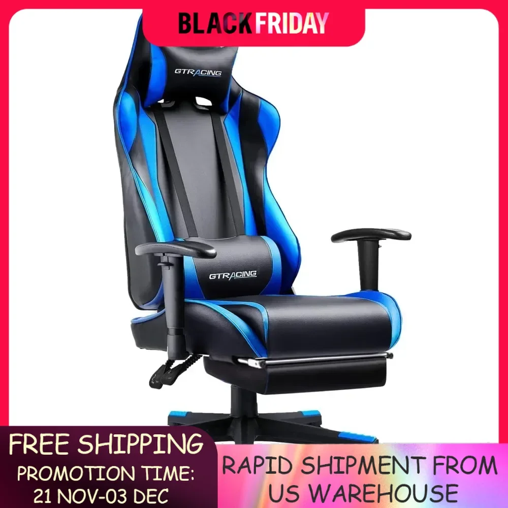 

Gaming Chair with Footrest, Ergonomic Computer Game Desk Chair, Reclining Gamer Chair Seat Height Adjustment, Swivel Rocker