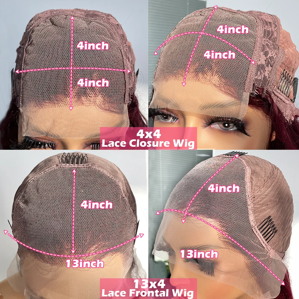 200% 13x6 Burgund HD transparente kurze Bob Echthaar Perücken Farbe 99j rote Knochen gerade Spitze Front Perücke für Frauen vor gezupft