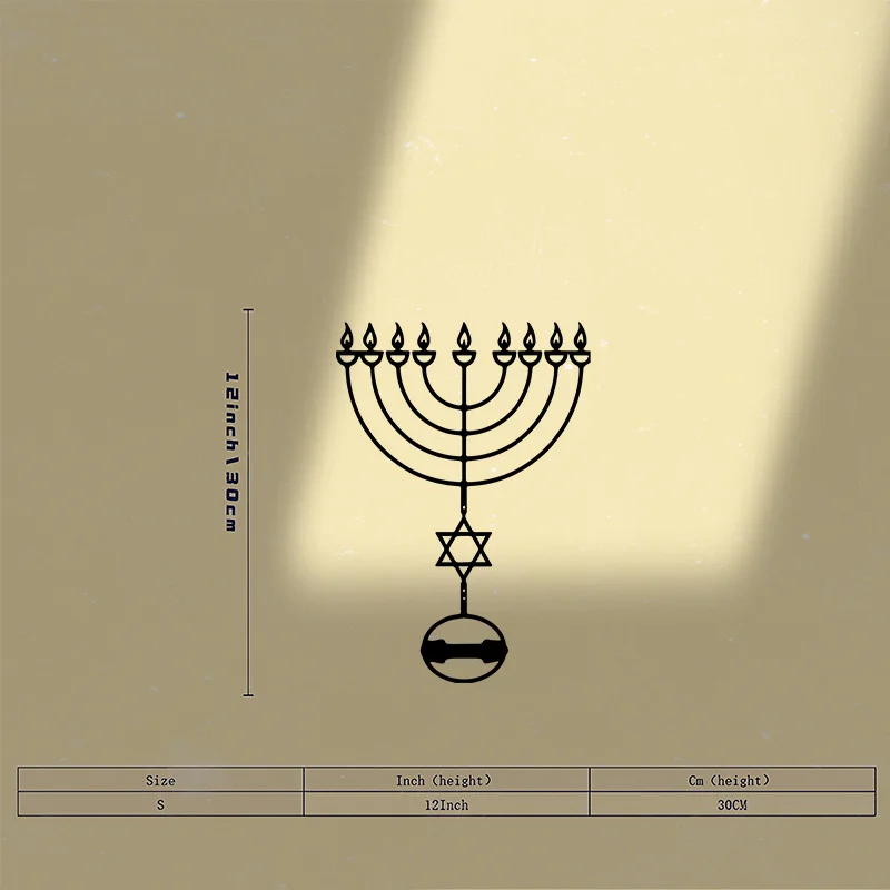 CIFBUY Iron Wall Art Menorah Metal Sculpture Hanging Plaque Rustproof Home Jewish Decor Ornament Accent