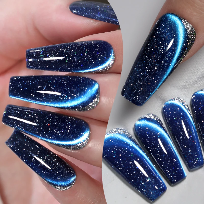 BORN PRETTY 10 ml Blue Reflective Glitter Cat Magnetic Eye Gel Polish Ultra Shine Soak Off UV Gel Nail Art Varnish Manicure
