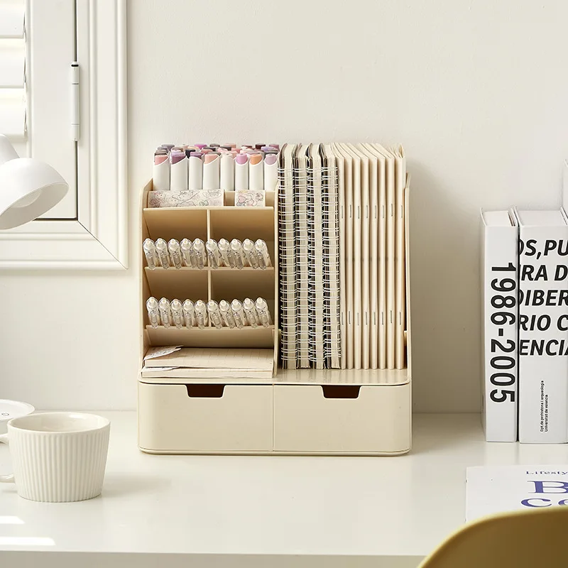 Inclined pen holder Office desktop Premium sense Children's stationery Dormitory desk shelf Student storage compartment