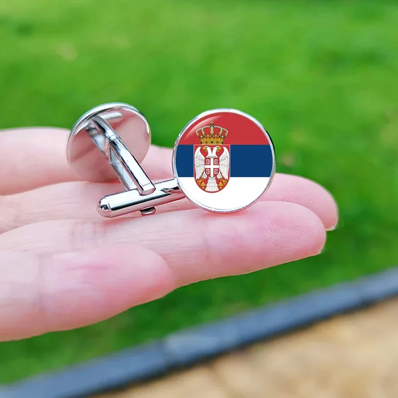 New National Flag Cufflinks 2024 France Paris Spain Venezuela Switzerland Serbia USA Portugal Norway Cuff Buttons Souvenir Gift