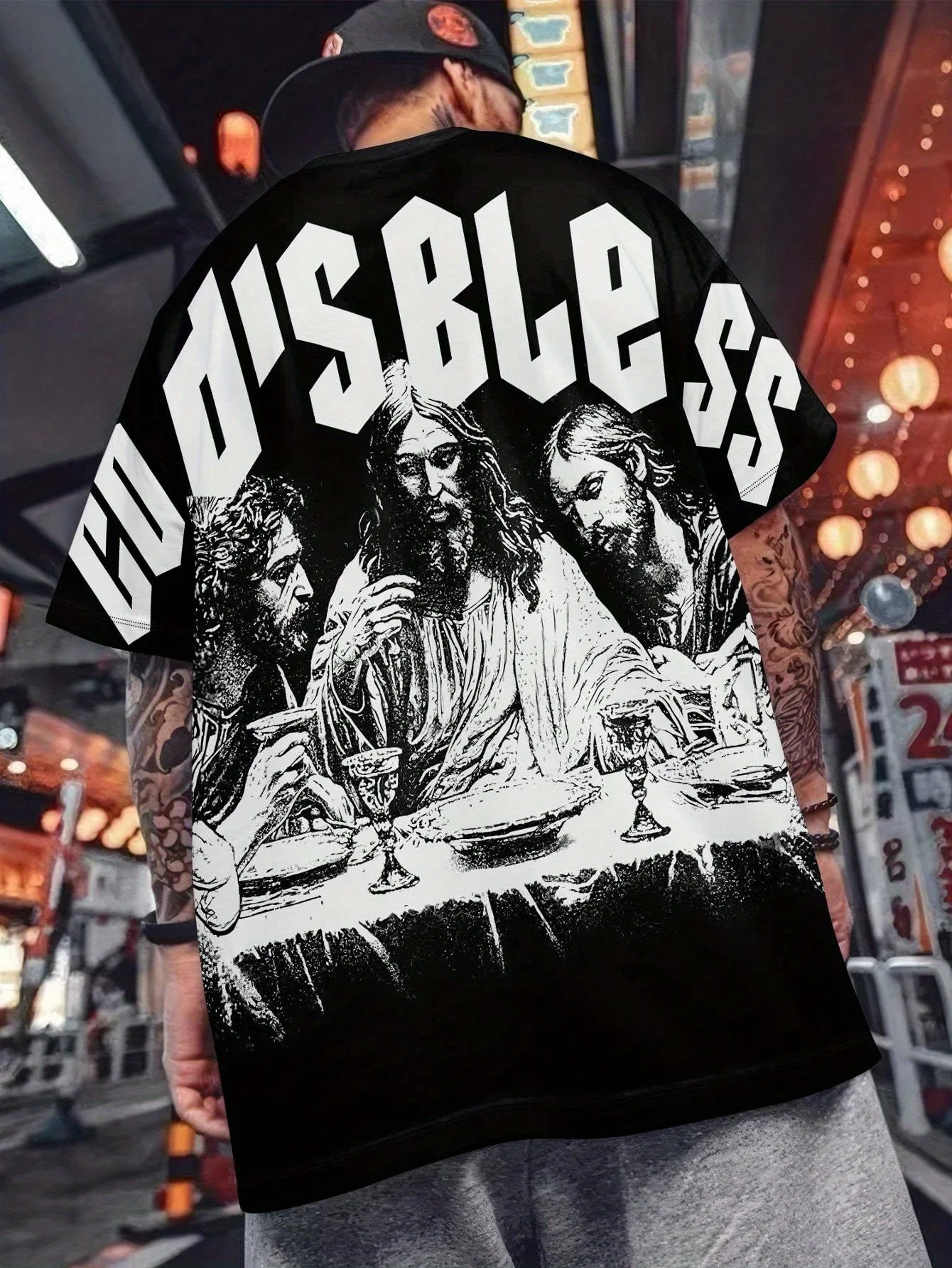 

Fashionable men's summer street style letter print comfortable and breathable round neck T-shirt outdoor urban photography top
