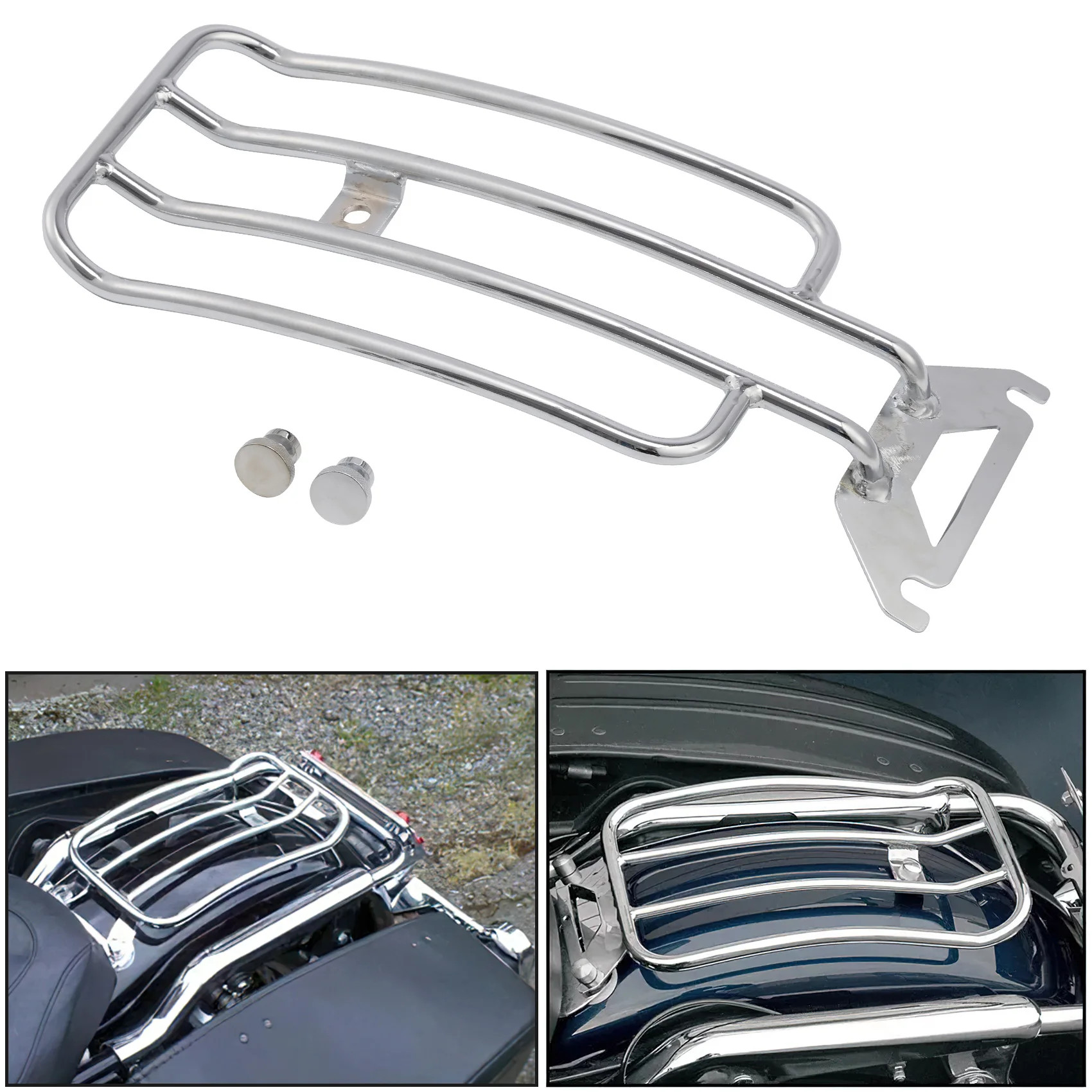 

Chrome Solo Seat Luggage Rack Fit For Harley Touring FLHTC Road King 97-Up