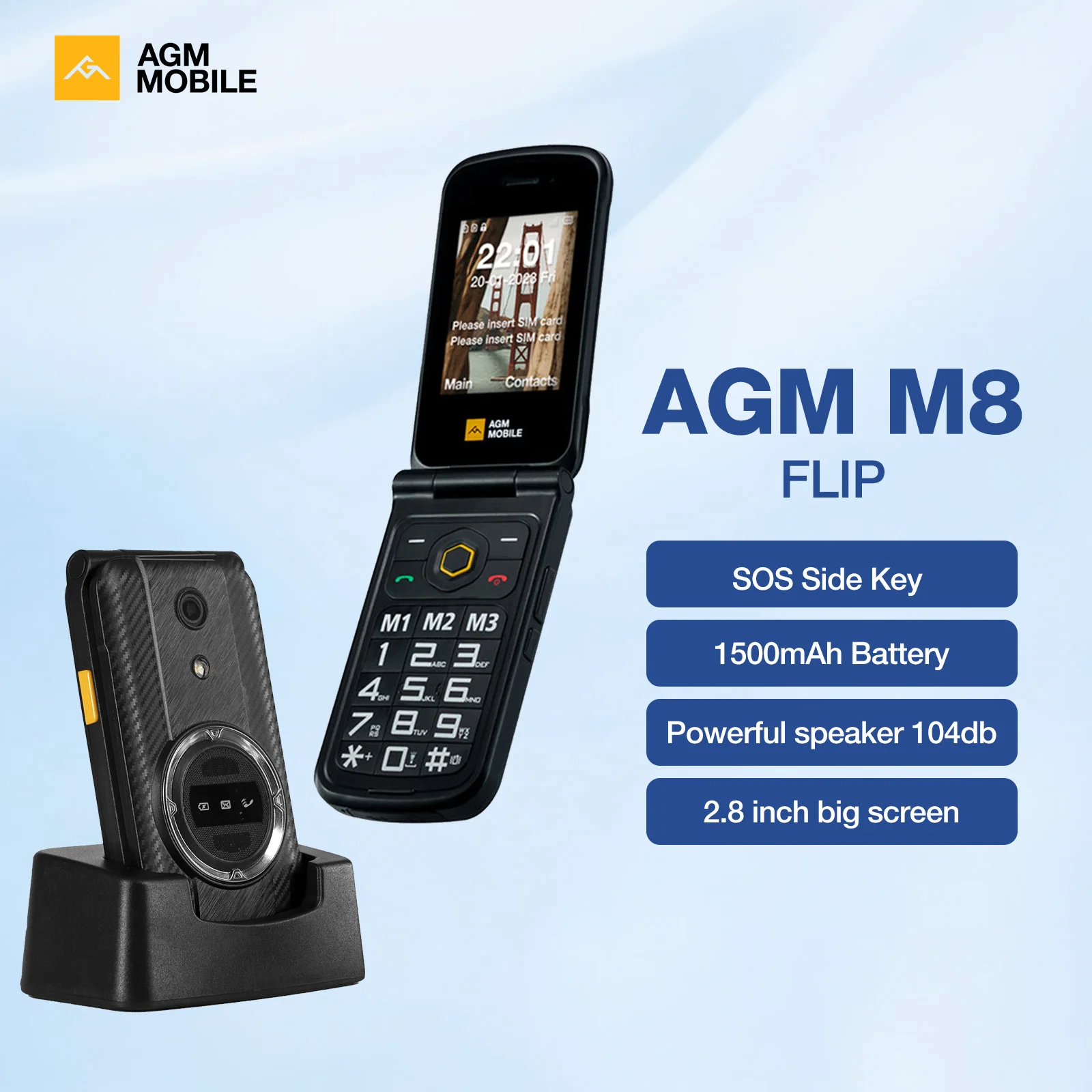 AGM M8 Flip Rugged Phone 4G 2.8