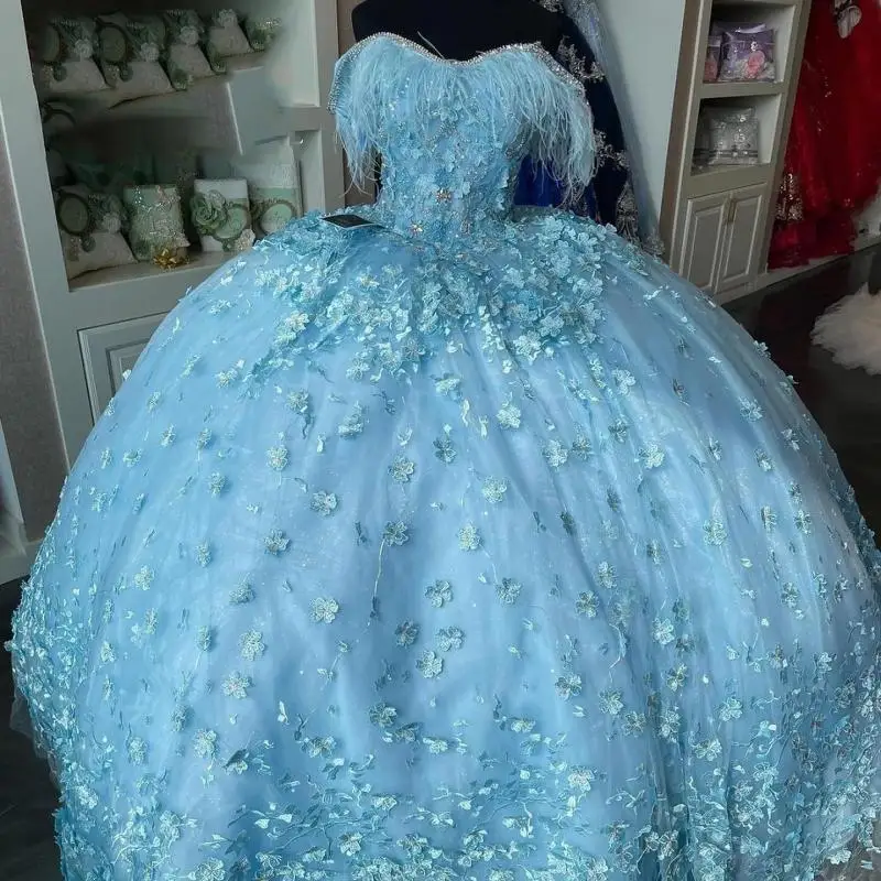 

Женское милое платье Quinceanera 15 с открытыми плечами, Тюлевое кружевное платье с бисером, бальное платье для выпускного вечера, женское платье