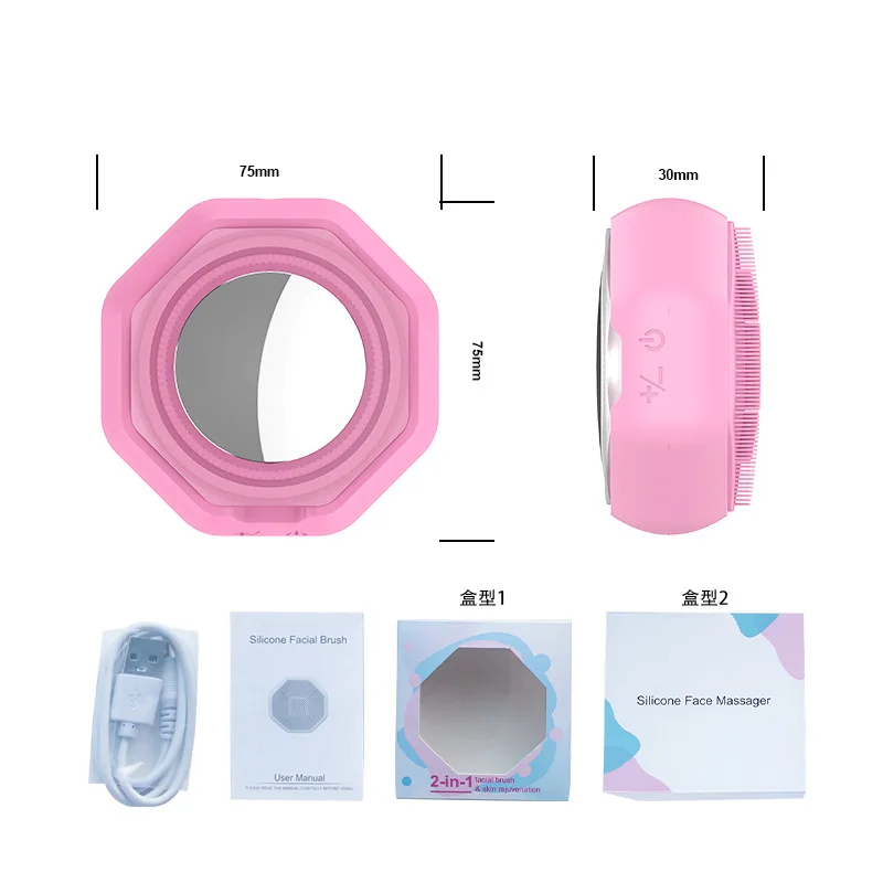 Waterproof Silicone Face Wash Brush Red Blue Light Heating Vibration Facial Pore Cleanser Serum Import Skincare Tools