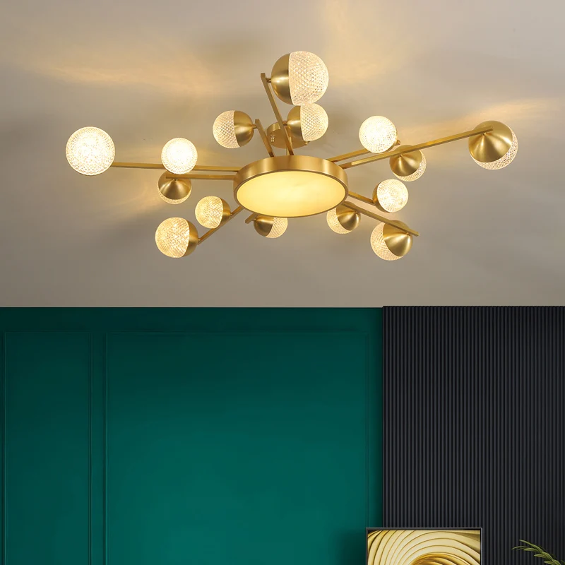 REVEN Minimalist Modern Chandelier Dimmable Ceiling lamp Crystal ball Pendant Light for Kitchen