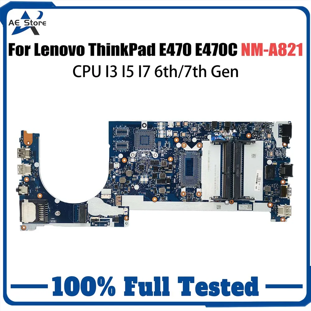 01YT084 Mainboard For Lenovo ThinkPad E470 E470C Laptop Motherboard NM-A821 with I3 I5 I7 6th/7th Gen CPU 01EN259