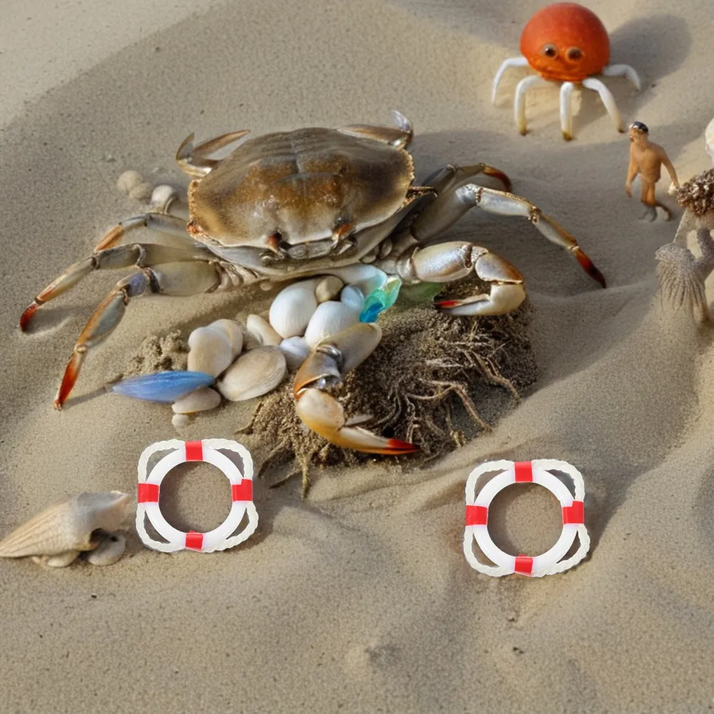 12Pcs Mini Lifebuoy Set Mediterranean Style Beach Decor for Fairy Garden Nautical Micro Landscape Swimming Ring